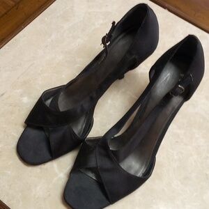 Black Satin Heels - Size 6.5M